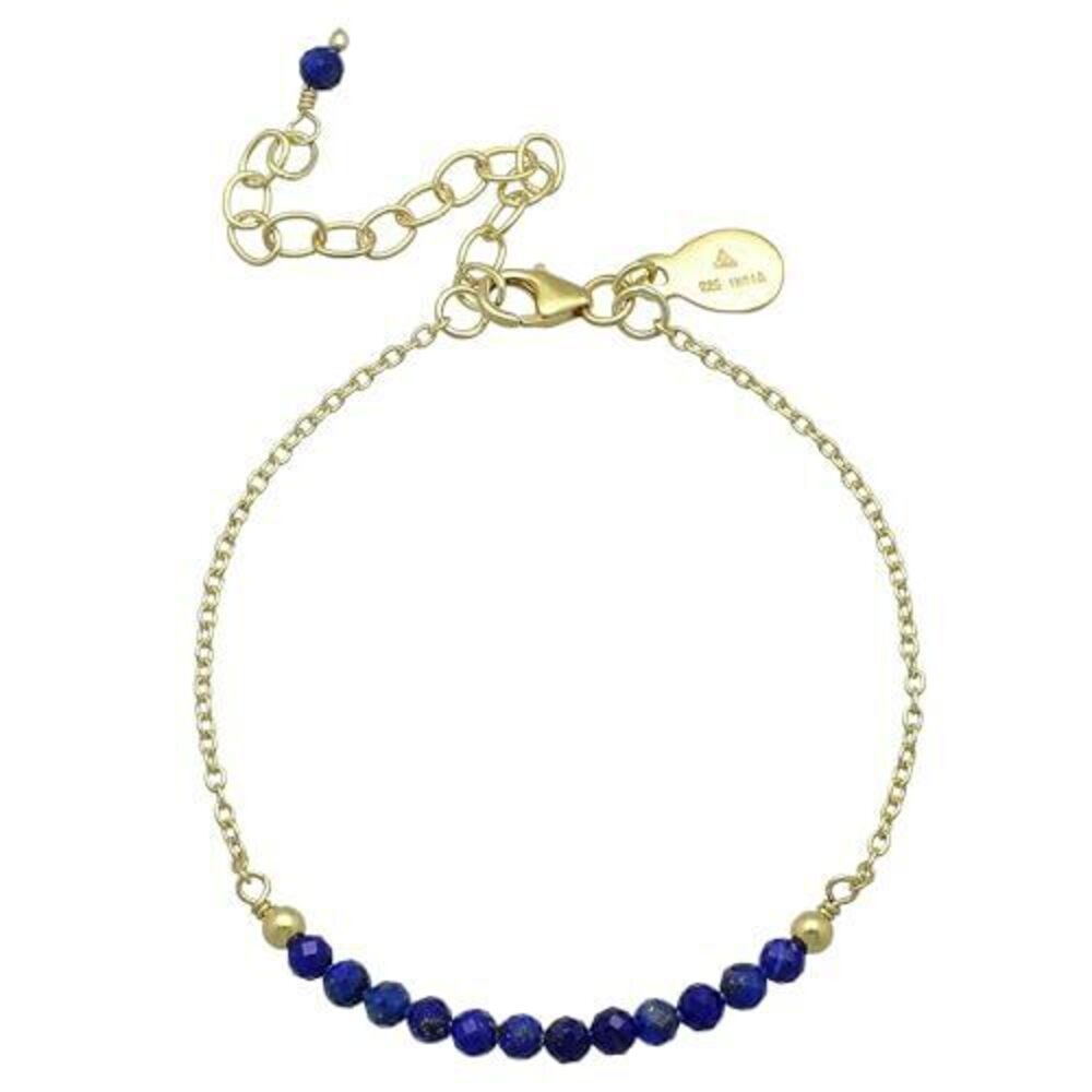 9043 Lapis Lazuli Bracelet , Certified 925 Sterling Silver with 18K Gold